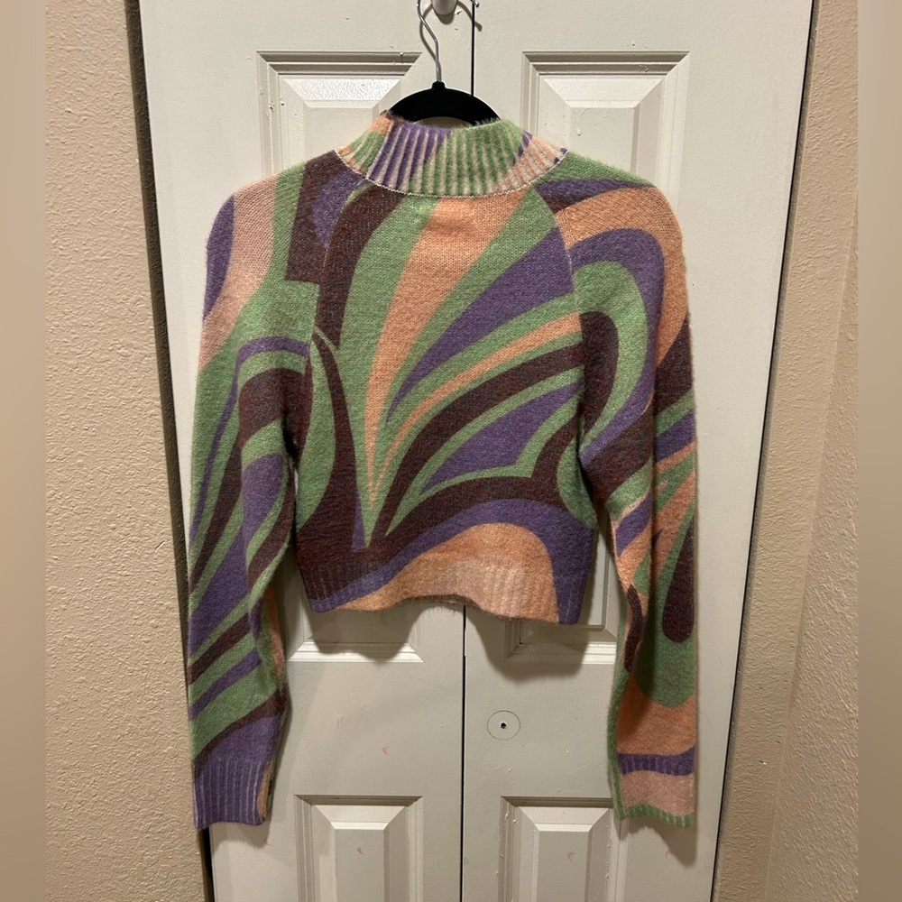 Urban Outfitters Cleo Mock Neck Patterned Jumper , size M Pit, like new - Picture 5 of 8